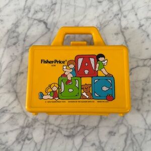 Vintage 1980s Fisher Price Play Lunch Box Crayon Stencil Pencil Case Vintage